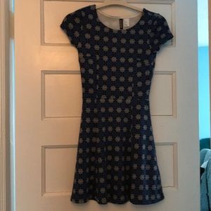 blue patterned dress